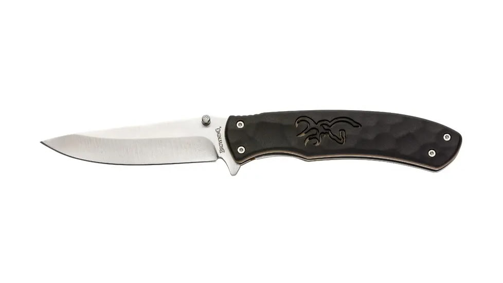 Browning Primal Medium Folding Knife, 3.5in, 8Cr13MoV, Drop Point, Polymer/Rubber Handle, N, 3220429