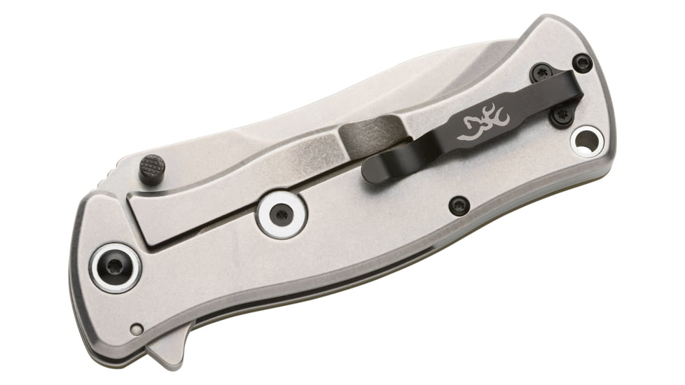 Browning River Stone 3.5in Folder Knife, Drop Point, D2 High Carbon Steel Blade, Aluminum Handle, Green, 3220464