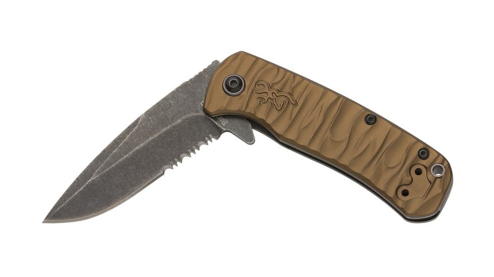 Browning Riverstone Small Folding Knives, 2.875in, D2, Anodized Aluminum, Sage Handle, 3220515