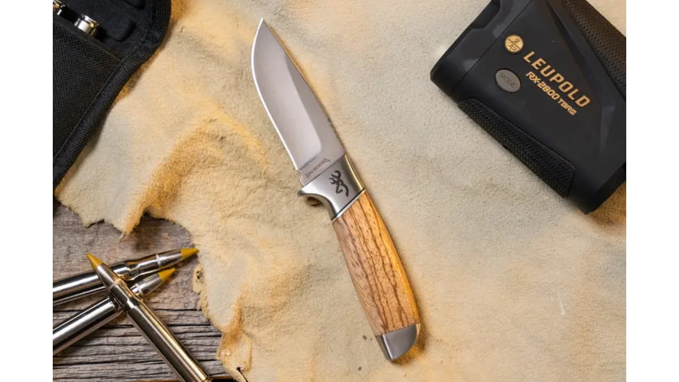 Browning Sage Creek Fixed Blade Knife - Box, 3in, 9Cr14MoV, Drop Point, Wood Handle, Canvas, 3220535B