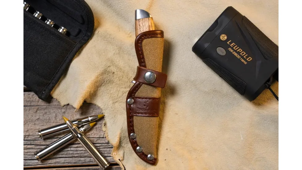 Browning Sage Creek Fixed Blade Knife - Box, 3in, 9Cr14MoV, Drop Point, Wood Handle, Canvas, 3220535B