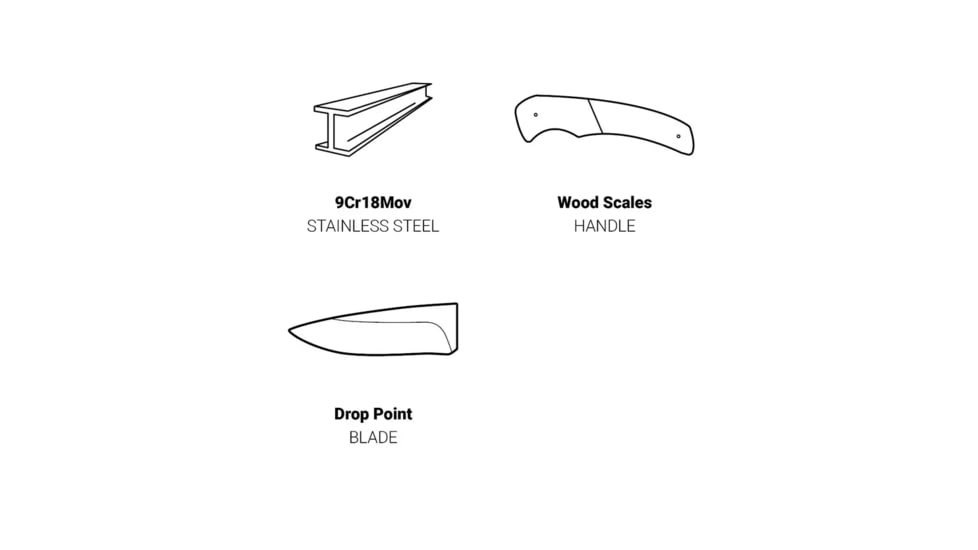 Browning Sage Creek Fixed Blade Knife - Box, 3in, 9Cr14MoV, Drop Point, Wood Handle, Canvas, 3220535B