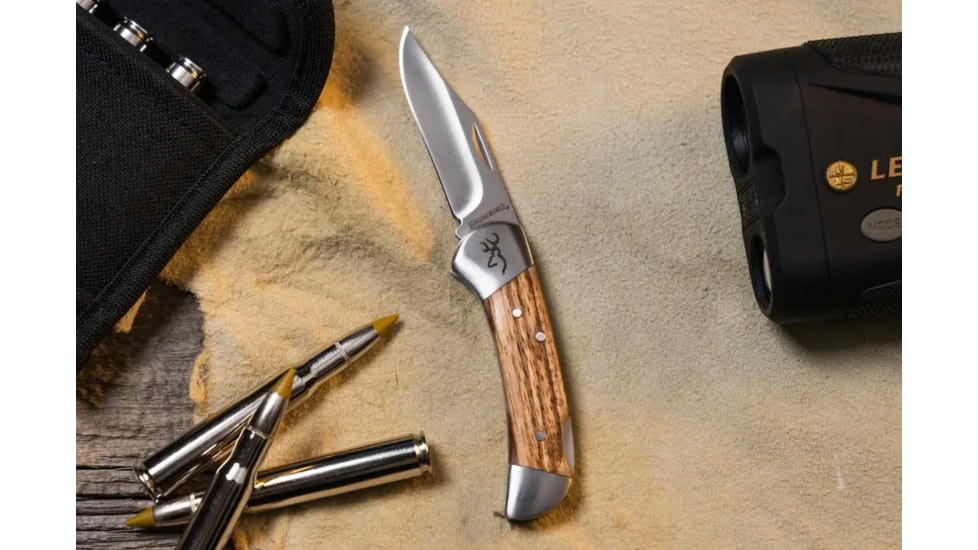 Browning Sage Creek Folding Knife, 2.5in, 9Cr14MoV, Clip Point, Wood Handle, N, 3220531