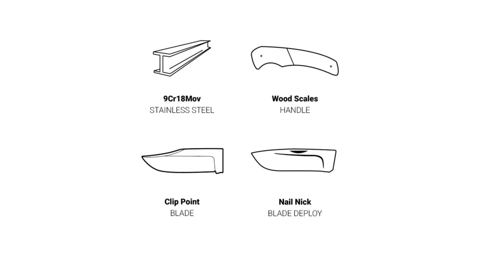 Browning Sage Creek Folding Knife, 2.5in, 9Cr14MoV, Clip Point, Wood Handle, N, 3220531