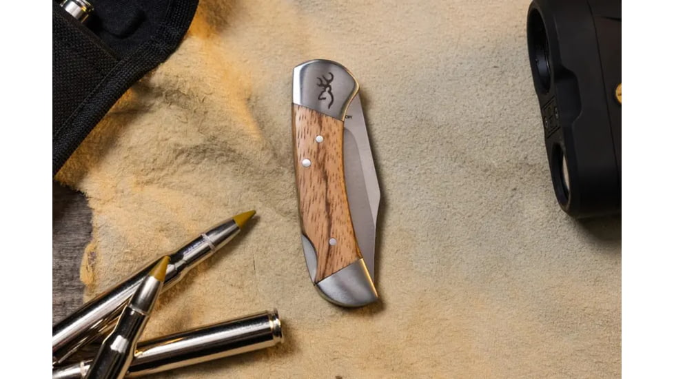 Browning Sage Creek Lockback Folding Knife, 2.5in, 9Cr14MoV, Clip Point, Wood Handle, N, 3220531B