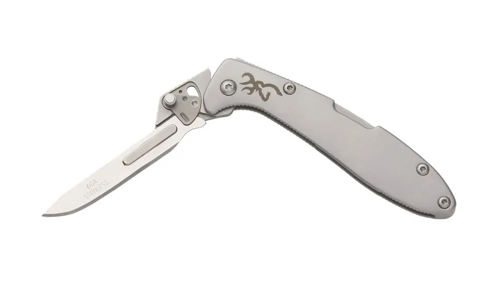 Browning Scalpel Linerlock Folding Knife, 2.75in, Scalpel, Stainless Steel Handle, N, 3220463B