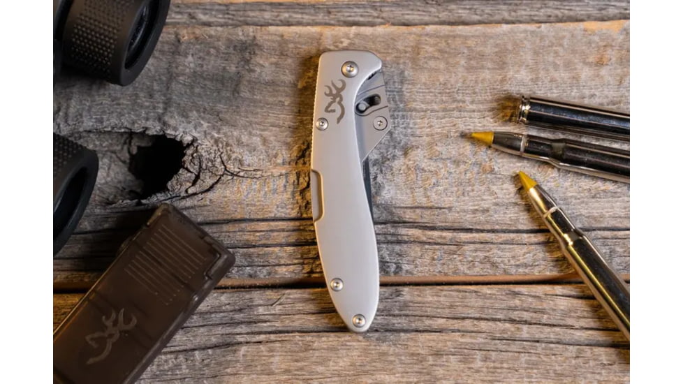 Browning Scalpel Linerlock Folding Knife, 2.75in, Scalpel, Stainless Steel Handle, N, 3220463B