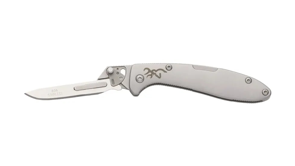 Browning Scalpel Linerlock Folding Knife, 2.75in, Scalpel, Stainless Steel Handle, N, 3220463B