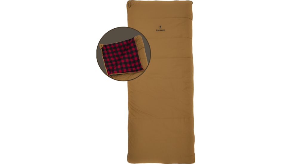 Browning Switchback -20 Degree Sleeping Bag, Tan Canvas, 33in x 78in, 4891415