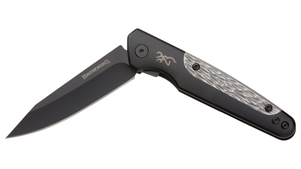Browning Tie Fork Folding Knife, 3in, D2 High Carbon Steel, Drop Point, Titanium Handle, N, 3220472
