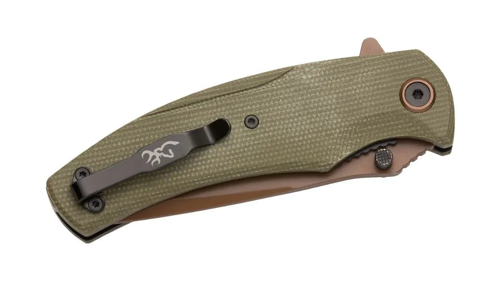 Browning Trailside Folding Knife, 3.5in, D2 High Carbon Steel, Drop Point, Laminate Handle, N, 3220466