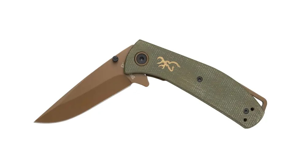 Browning Trailside Folding Knife, 3in, D2 High Carbon Steel, Drop Point, G10 Handle, N, 3220516