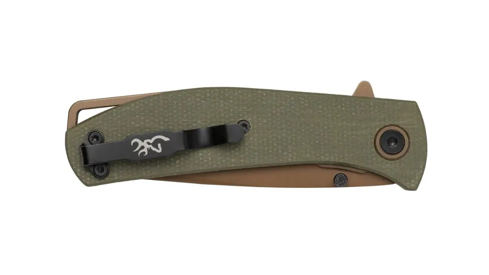 Browning Trailside Folding Knife, 3in, D2 High Carbon Steel, Drop Point, G10 Handle, N, 3220516