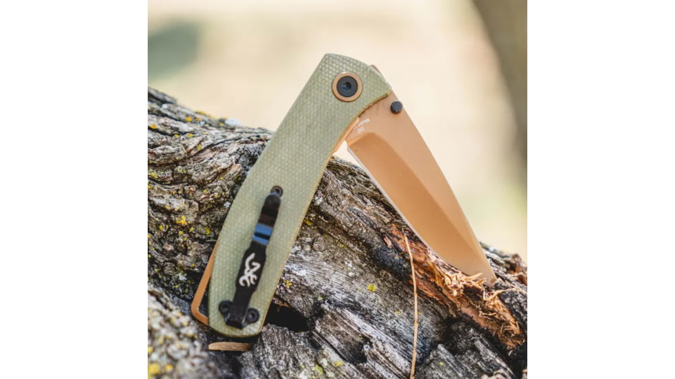 Browning Trailside Folding Knife, 3in, D2 High Carbon Steel, Drop Point, G10 Handle, N, 3220516