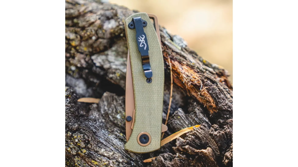 Browning Trailside Folding Knife, 3in, D2 High Carbon Steel, Drop Point, G10 Handle, N, 3220516