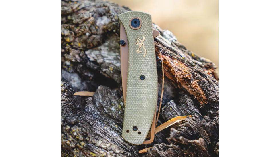 Browning Trailside Folding Knife, 3in, D2 High Carbon Steel, Drop Point, G10 Handle, N, 3220516