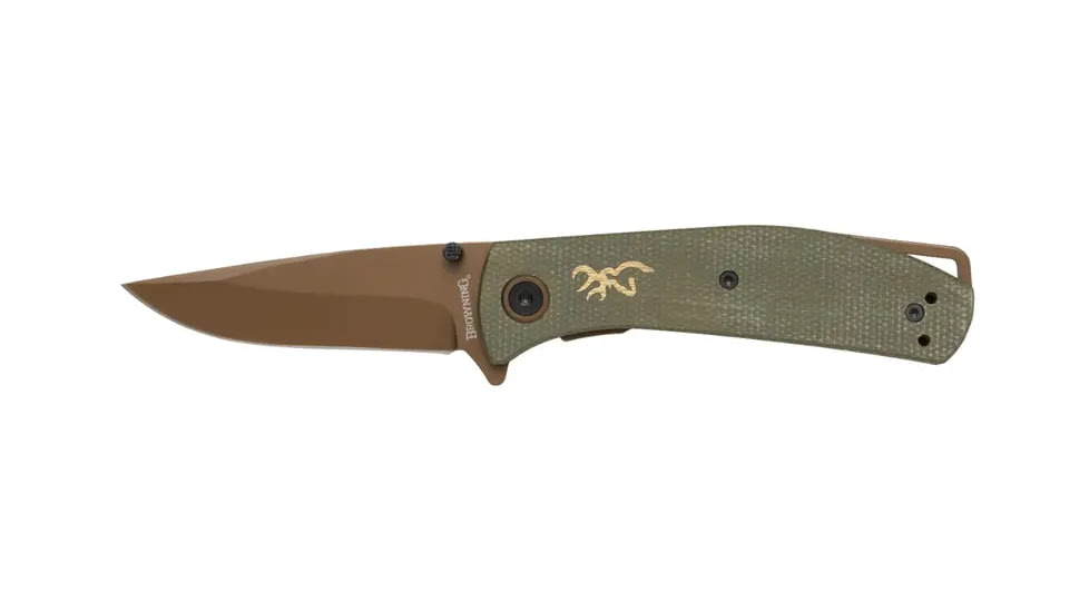 Browning Trailside Folding Knife, 3in, D2 High Carbon Steel, Drop Point, G10 Handle, N, 3220516