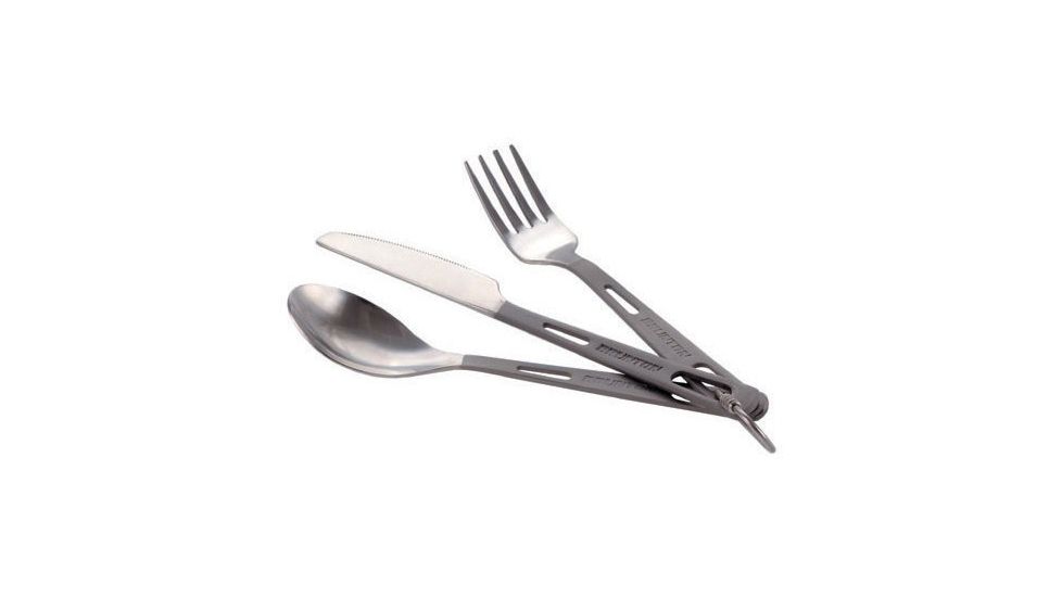 Brunton 3 piece Titanium Flatware Set Fork, Spoon, Knife MY - TI