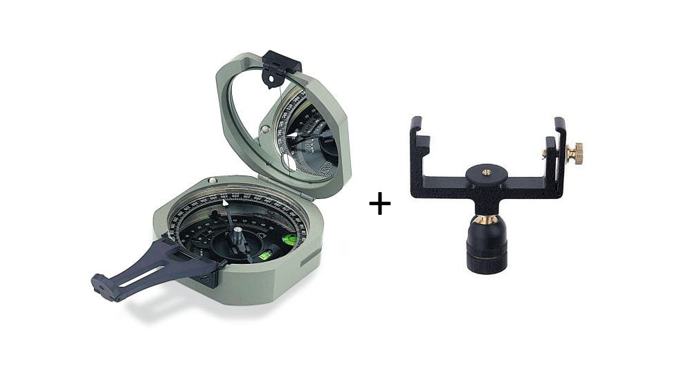 Brunton International Pocket Transit Pro Compass, 0-360 degrees 5006LM w/ Brunton Ball &amp; Socket Mount 3040