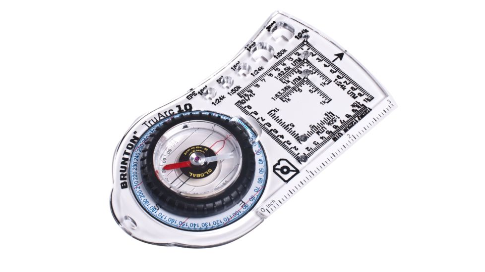 Brunton TRUARC Baseplate Compass w/ Global Needle, TruArc10, Rare Earth, Roamer Scales, 5.2in.x2.8in.x0.5in. F-TRUARC10