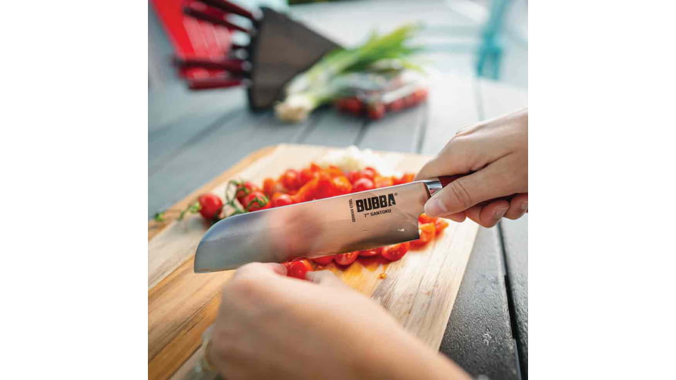 Bubba Blade Japanese Style Santoku Chef Kitchen Knife, 7in, Stainless Steel, G10 Handle, 1114265