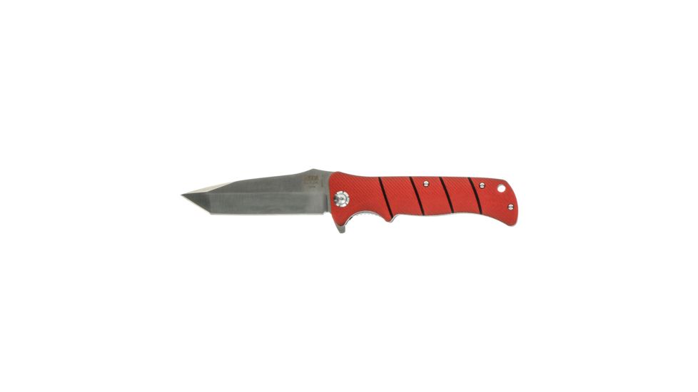 Bubba Blade Sculpin 4in Pocket Knife, Carbon Stainless Steel Blade, Red Handle BB-CL-FK