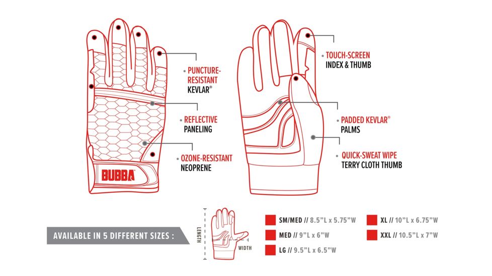 Bubba Blade Ultimate Fishing Glove, Red, Medium, 1099920