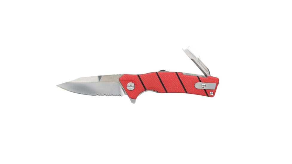 Bubba Sculpin Snips Folding Knife, 2.5in, High Carbon Stainless Steel Blade, Textured G10 Scales, Red Handle, 1207202
