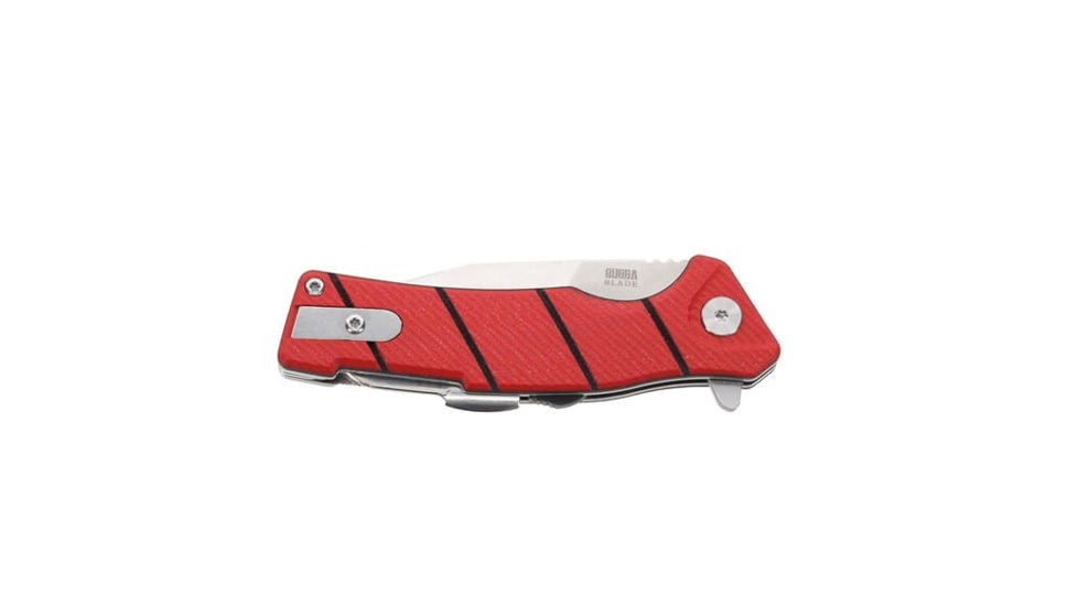 Bubba Sculpin Snips Folding Knife, 2.5in, High Carbon Stainless Steel Blade, Textured G10 Scales, Red Handle, 1207202