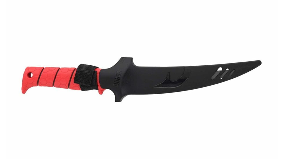 Bubba Tapered Flex Spine Fillet Knife, 7in, Stainless Steel, Serrated, Red Handle, 1213884