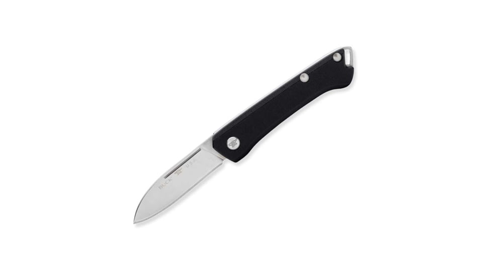 Buck Knives 250 Saunter Folding Knife, 3.75in Closed, 2.38in, 154CM SS, Satin Drop Point Blade, Black Canvas Micarta Handle, 13476