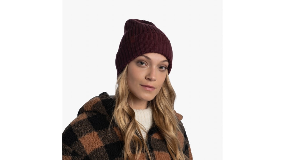Buff Knitted Beanie, Norval Maroon, 124242.632.10.00