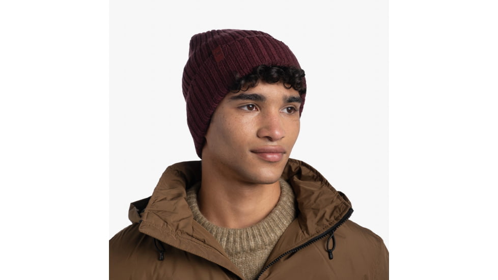 Buff Knitted Beanie, Norval Maroon, 124242.632.10.00