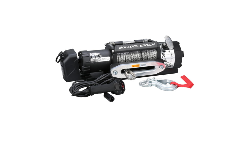 Bulldog Winch 12000lb Trailer Winch, Synthetic Rope, Hawse Fairlead, 10040