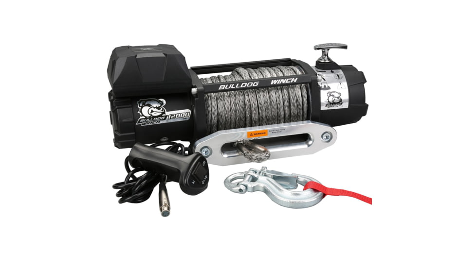 Bulldog Winch 12000lb Winch with 6.0HP Series Wound, 100ft Synthetic Rope, Aluminum Fairlead, 10046
