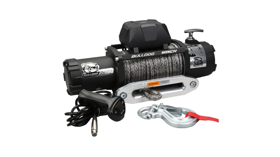 Bulldog Winch 12000lb Winch with 6.0HP Series Wound, 100ft Synthetic Rope, Aluminum Fairlead, 10046