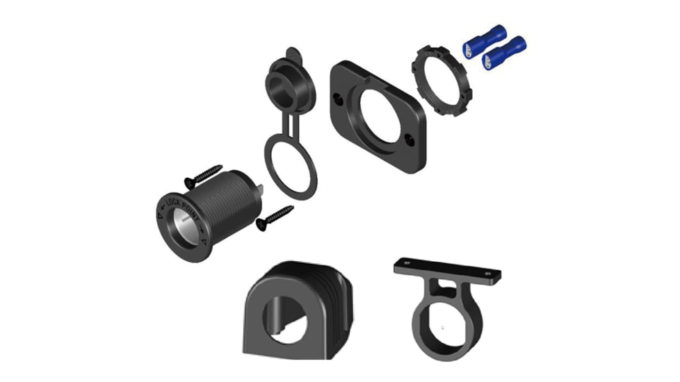 Bulldog Winch 12V Power Socket 20A with Cover and 3 Mounting Brackets, 20286
