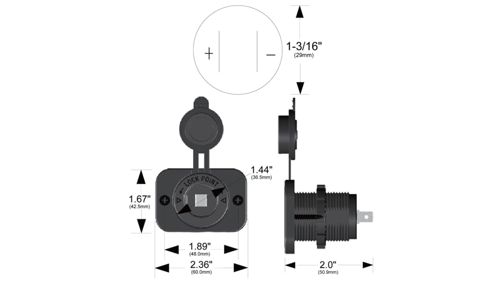 Bulldog Winch 12V Power Socket 20A with Cover and 3 Mounting Brackets, 20286