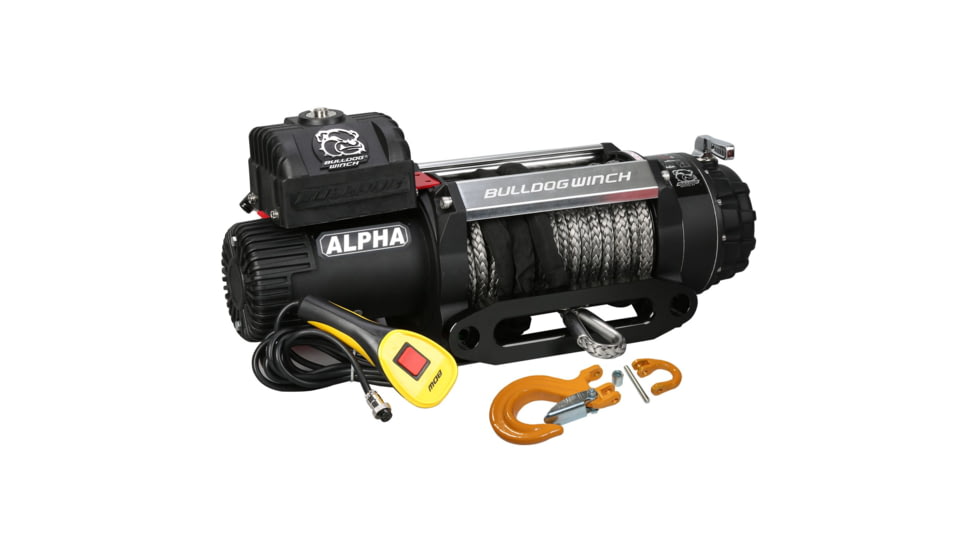 Bulldog Winch 15000lb Alpha Truck Winch, Synthetic Rope, Hawse Fairlead, 10048