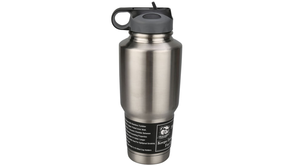 Bulldog Winch 30Oz 304 Stainless Steel Tumbler, Double Wall with Screw-On Flip-Up Straw Lid, Clean, 80052