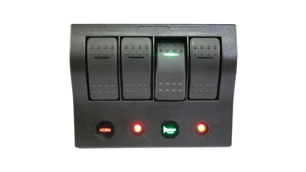 Bulldog Winch 4-Switch Panel w/ Lighted Breakers, Black, 20266