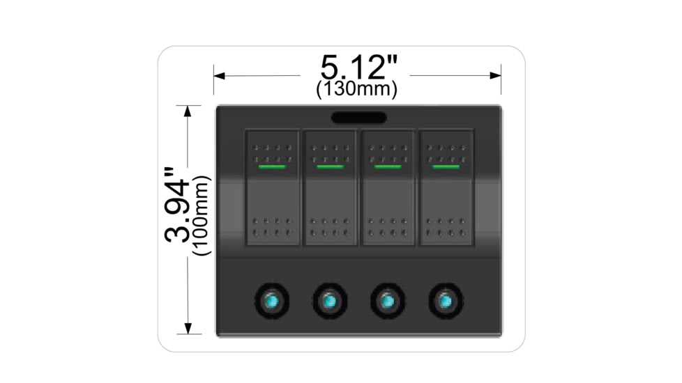 Bulldog Winch 4-Switch Panel w/ Lighted Breakers, Black, 20266
