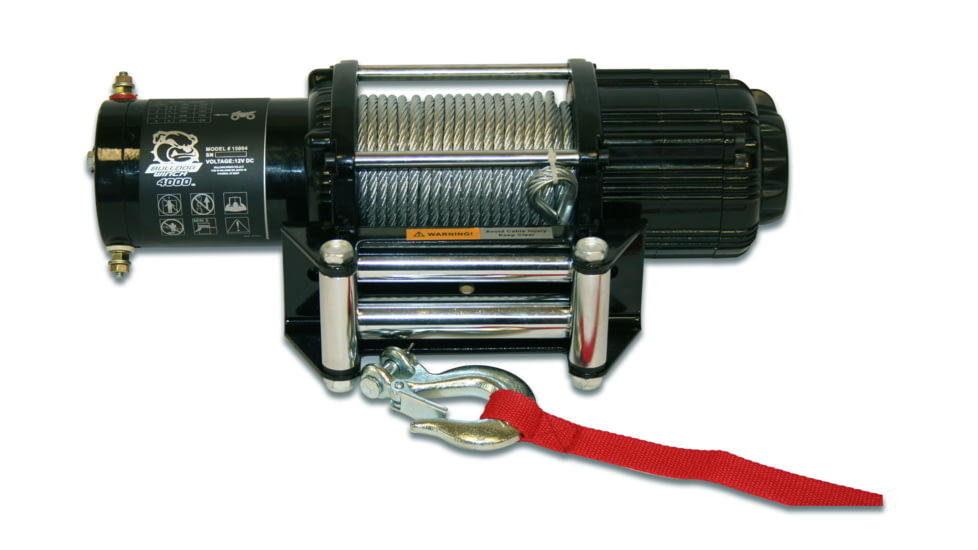 Bulldog Winch 4000lb UTV/Utility Winch w/ 55ft Wire Rope, Roller Fairlead, 15004
