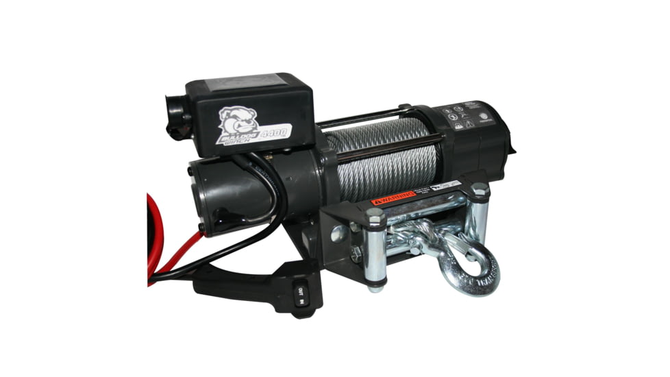 Bulldog Winch 4400lb Trailer/Utility Winch, 55ft Wire Rope, Roller Fairlead, Mnt Plate, 15019