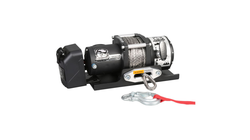 Bulldog Winch 5800lb Trailer Winch, 50ft Synth Rope, Roller Fairlead, Mnt Plate, Low Profile, 10030