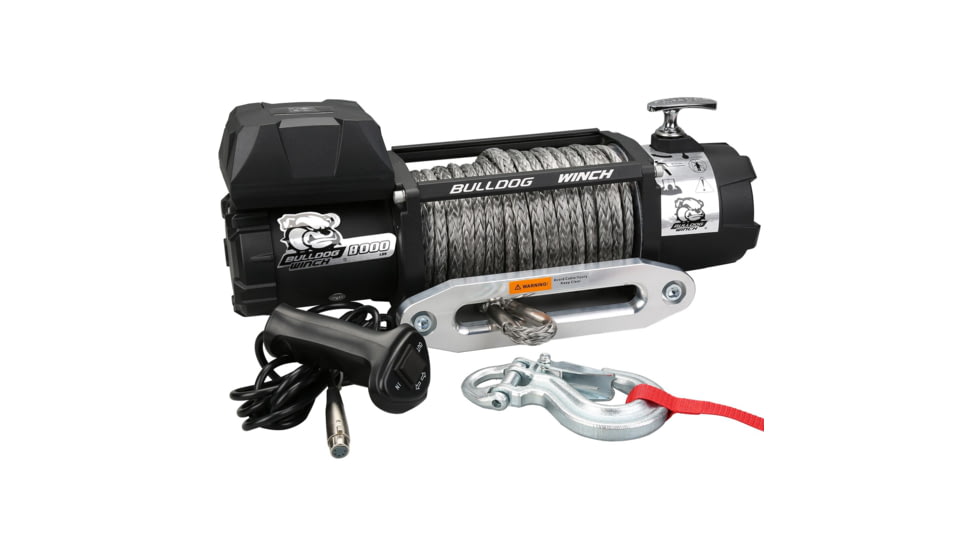 Bulldog Winch 8000lb Winch w/ 5.2HP Series Wound Motor,100ft Synthetic Rope, Aluminumfairlead, 10044