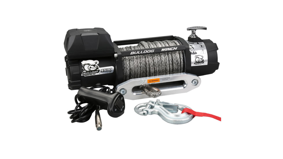 Bulldog Winch 9500lb Winch with 5.5HP Series Wound Motor, 100ft Synthetic Rope, Aluminum Fairlead, 10045
