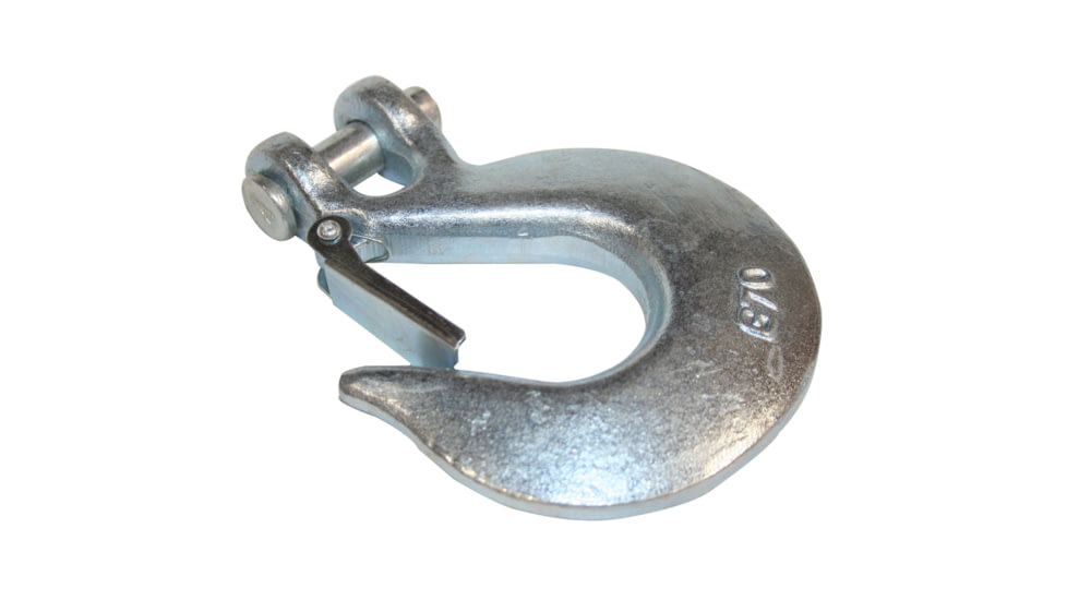Bulldog Winch Hook, 1/2in w/ Clasp G70, Alloy Steel, Zinc Plated, Black, 20123