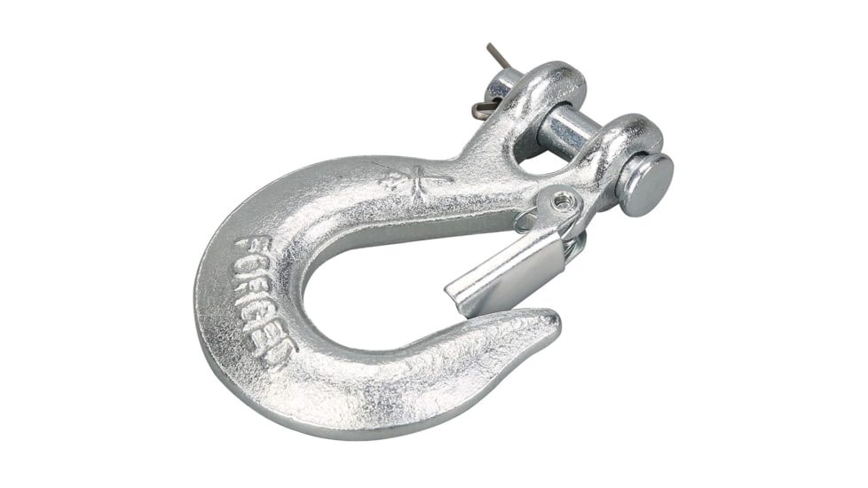 Bulldog Winch Hook, 1/4in w/ Clasp G70, Alloy Steel, Zinc Plated, Silver, 20119