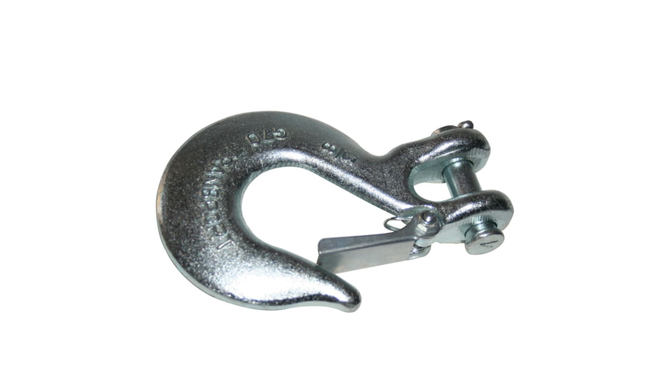 Bulldog Winch Hook, 3/8in w/ Clasp G70, Alloy Steel, Zinc Plated, Silver, 20121